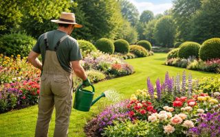 jardinier-soigne-jardin-fleuri-verdoyant