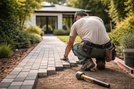 artisan-posant-paves-allee-jardin