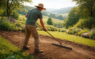 jardinier-chapeau-outil-paysage-verdoyant