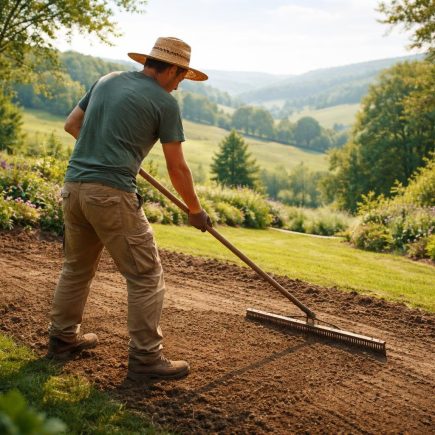 jardinier-chapeau-outil-paysage-verdoyant