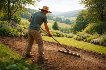 jardinier-chapeau-outil-paysage-verdoyant