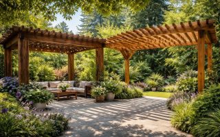 pergola-bois-ombres-vegetation-luxuriant
