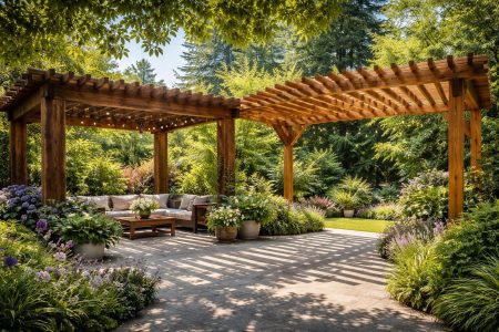 pergola-bois-ombres-vegetation-luxuriant