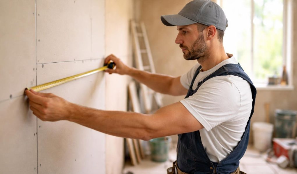 artisan-mesurant-mur-platre-construction