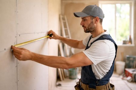 artisan-mesurant-mur-platre-construction