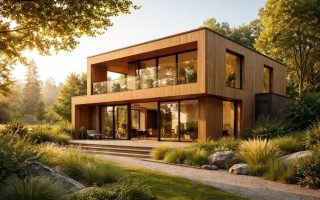 maison-moderne-bois-verdure-soleil