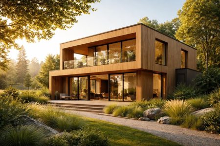 maison-moderne-bois-verdure-soleil